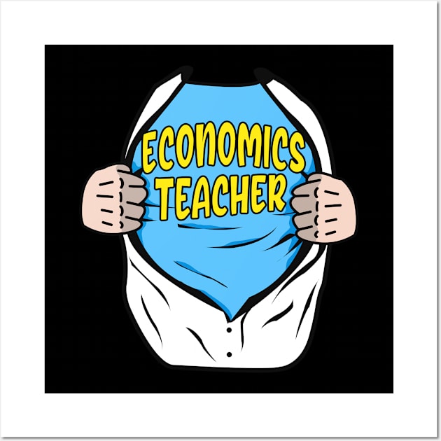Economics Teacher Superhero Economist Wall Art by Foxxy Merch